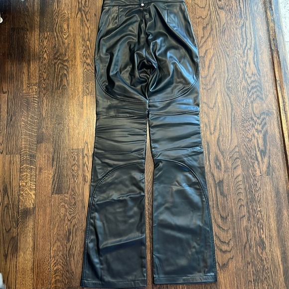 Zara Faux Leather Black Moto Pants With Zips and Seaming  NWT S MSRP $59.90 - Picture 6 of 8